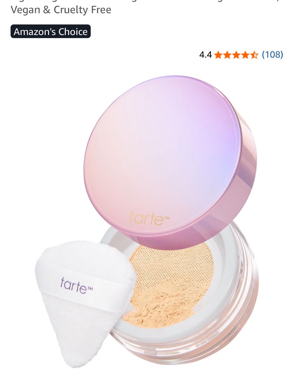 tarte Iridescent Pink-Lavender Compact Translucent Setting Powder
